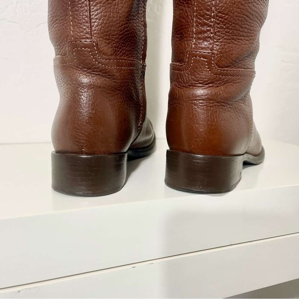 Tory Burch Junction Tumbled Leather Low Heel Knee High Riding Boots - Picture 5 of 16